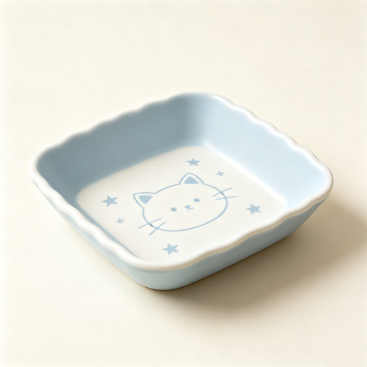 Blue Cat Square Trinket Dish