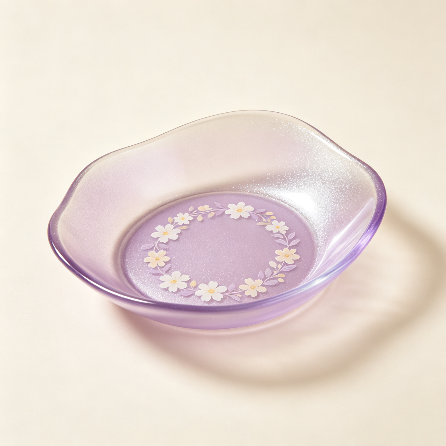Purple Daisy Frosted Glass Dish