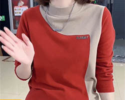 撞色德絨打底衫