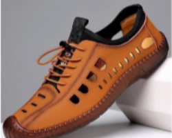 真皮鏤空皮鞋男