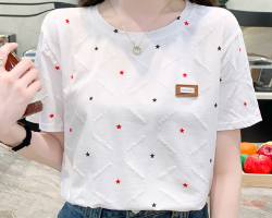 正肩印花短袖