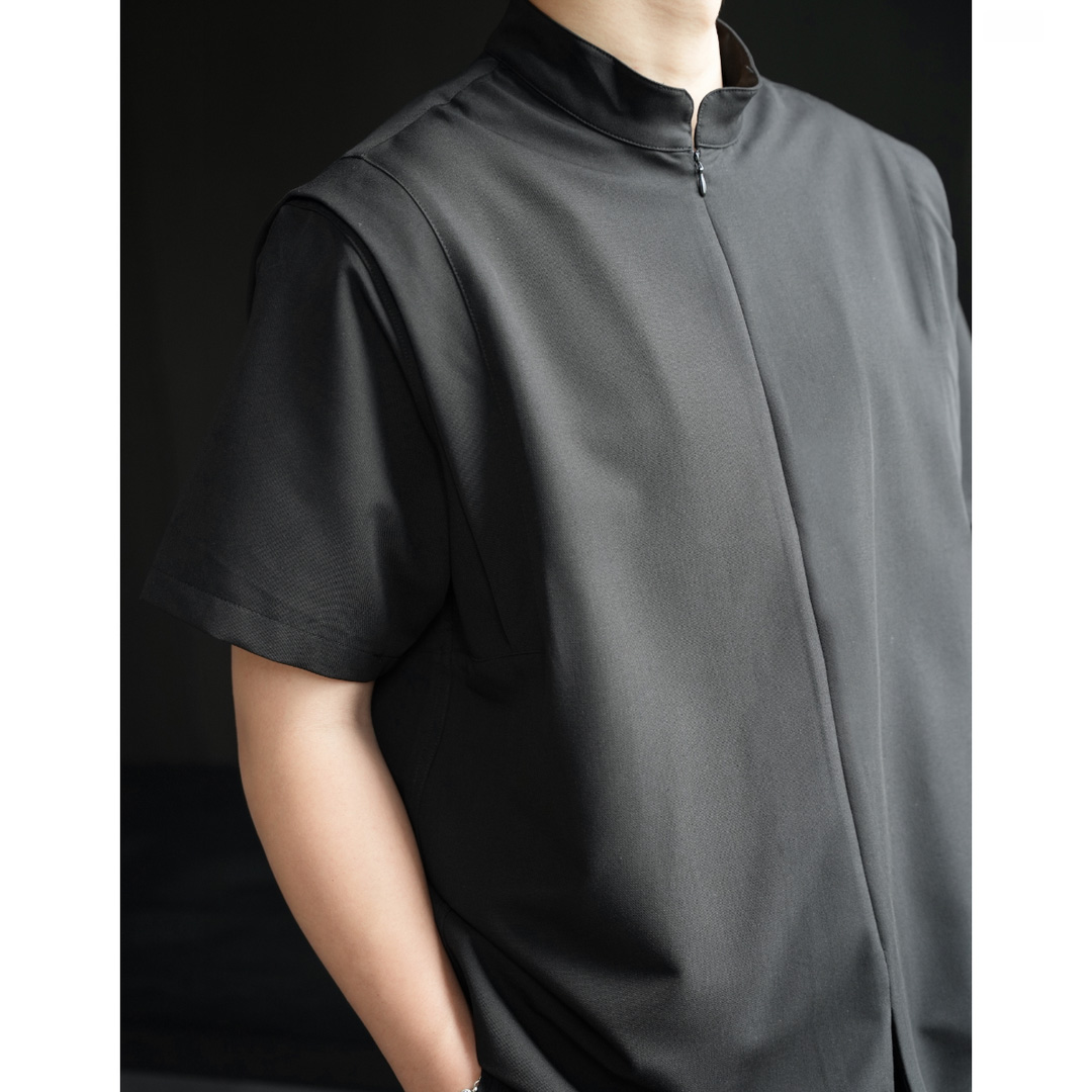 假兩件拉鍊襯衫