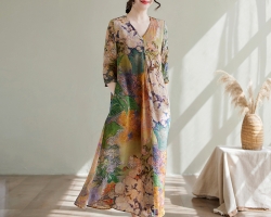 印花真絲連衣裙