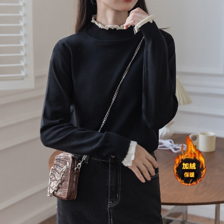 蕾絲德絨打底衫