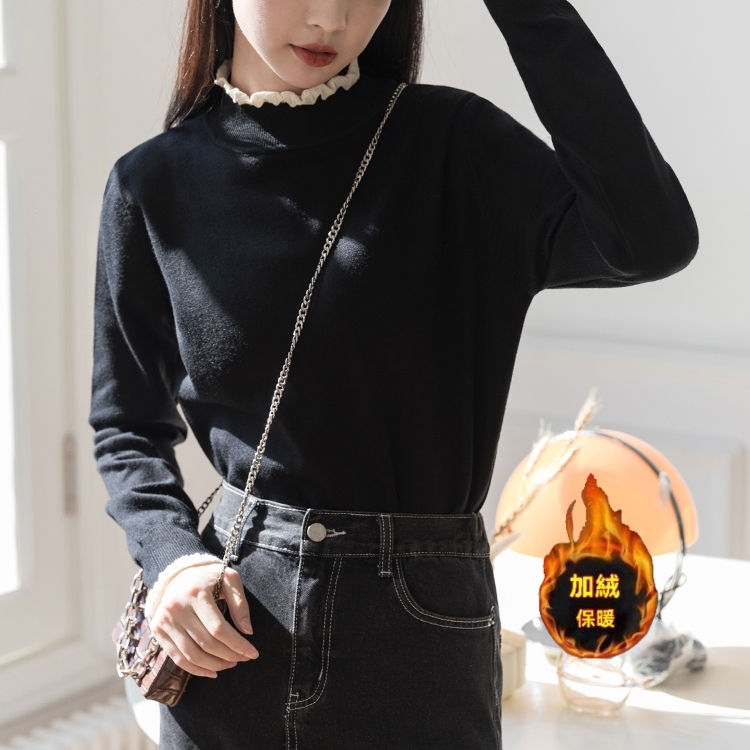 蕾絲德絨打底衫