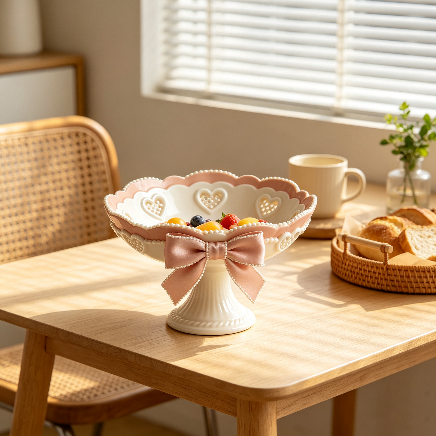Pearl Heart Bow Pedestal Dish
