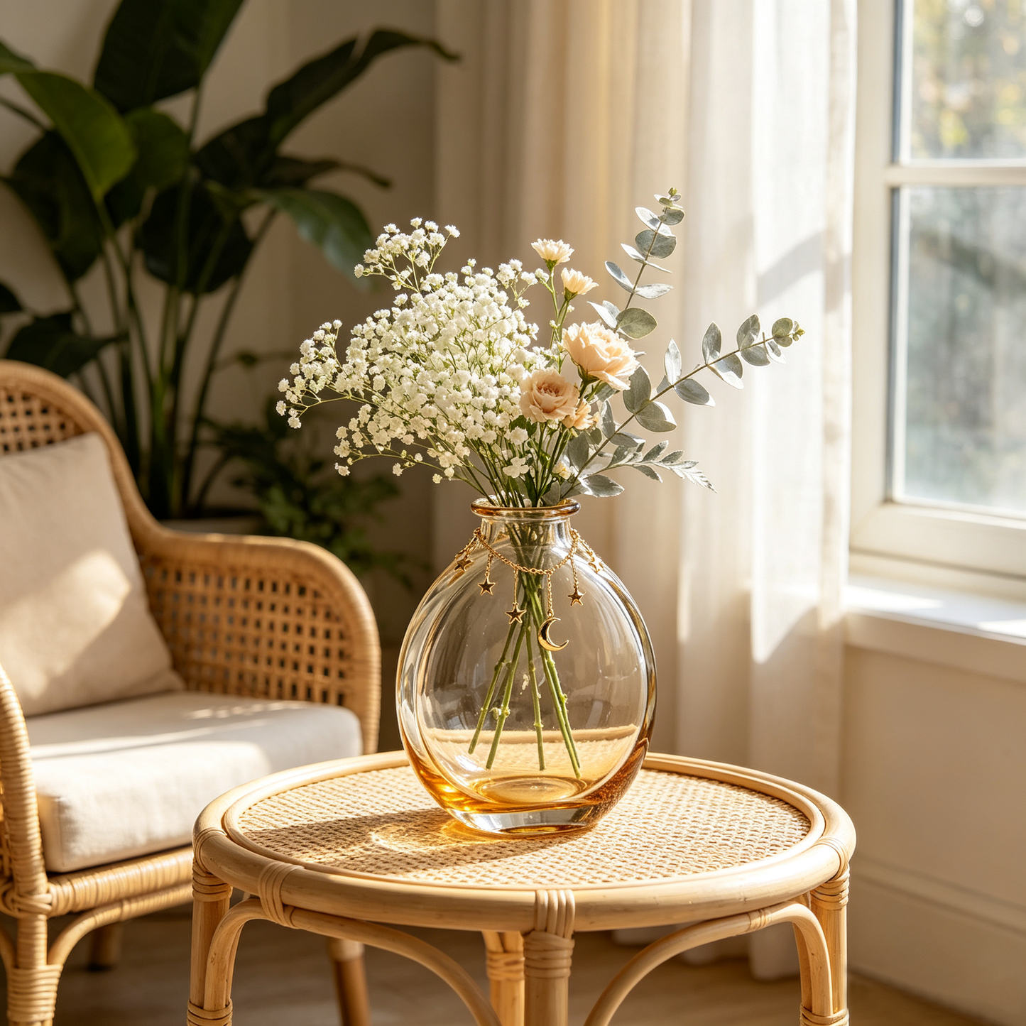 Moon Star Chain Glass Vase