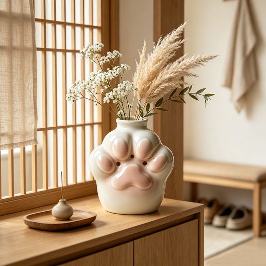 Cute Cat Paw Ceramic Vase