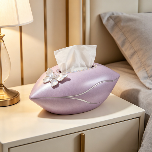 Purple Butterfly Rhinestone Tissue Box