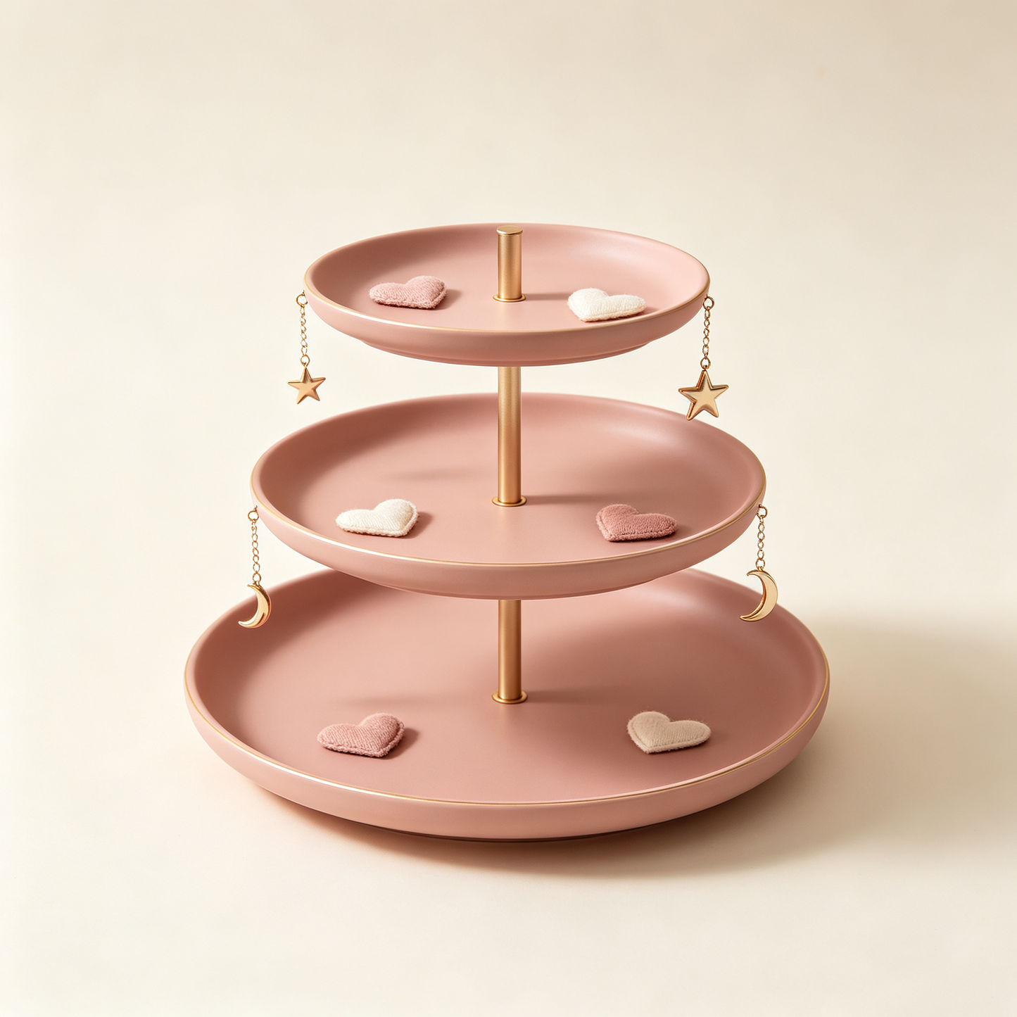 Pink Three-Tier Star Moon Tray