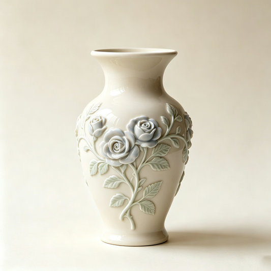 Pale Blue Rose Relief Vase