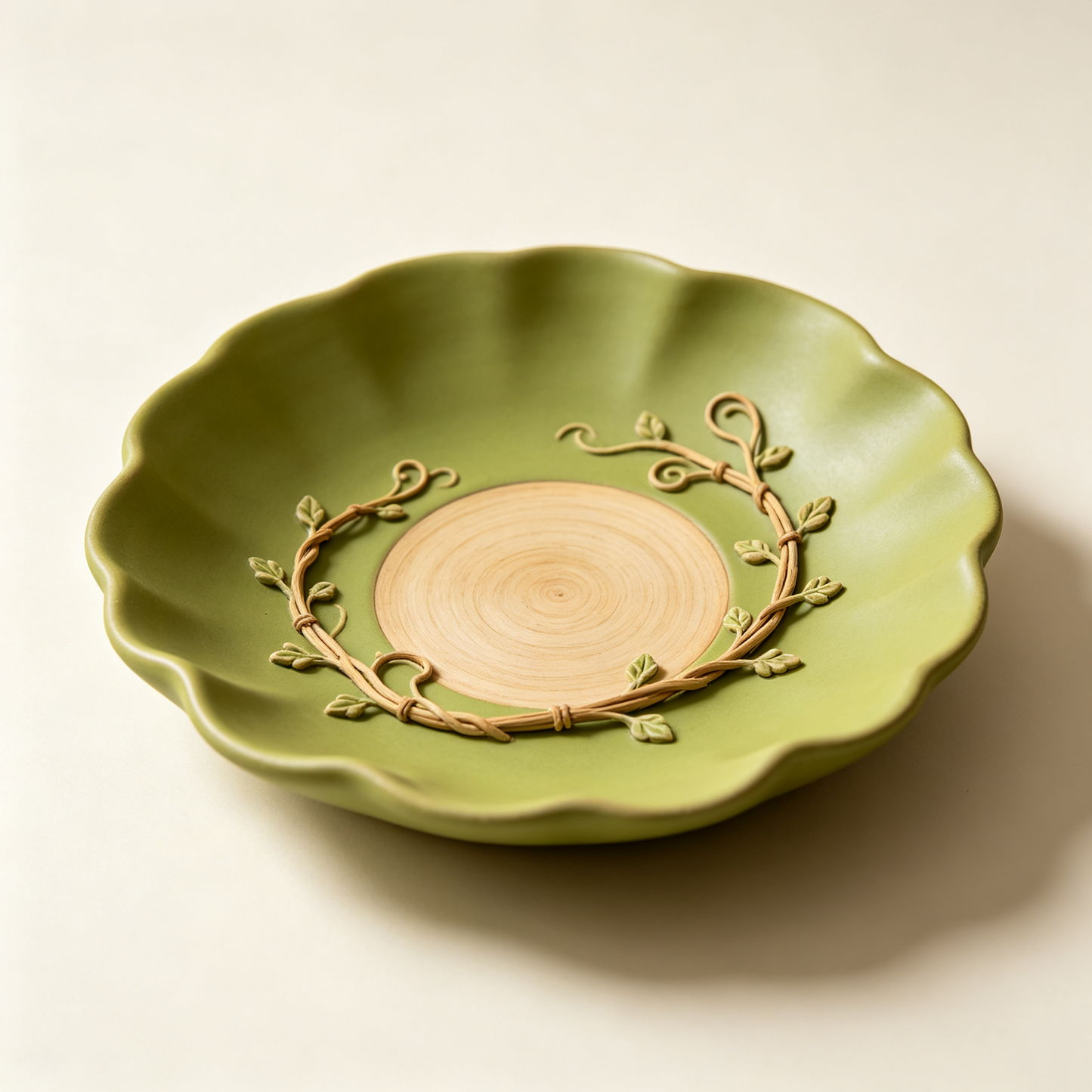 Wicker Vine Green Floral Tray
