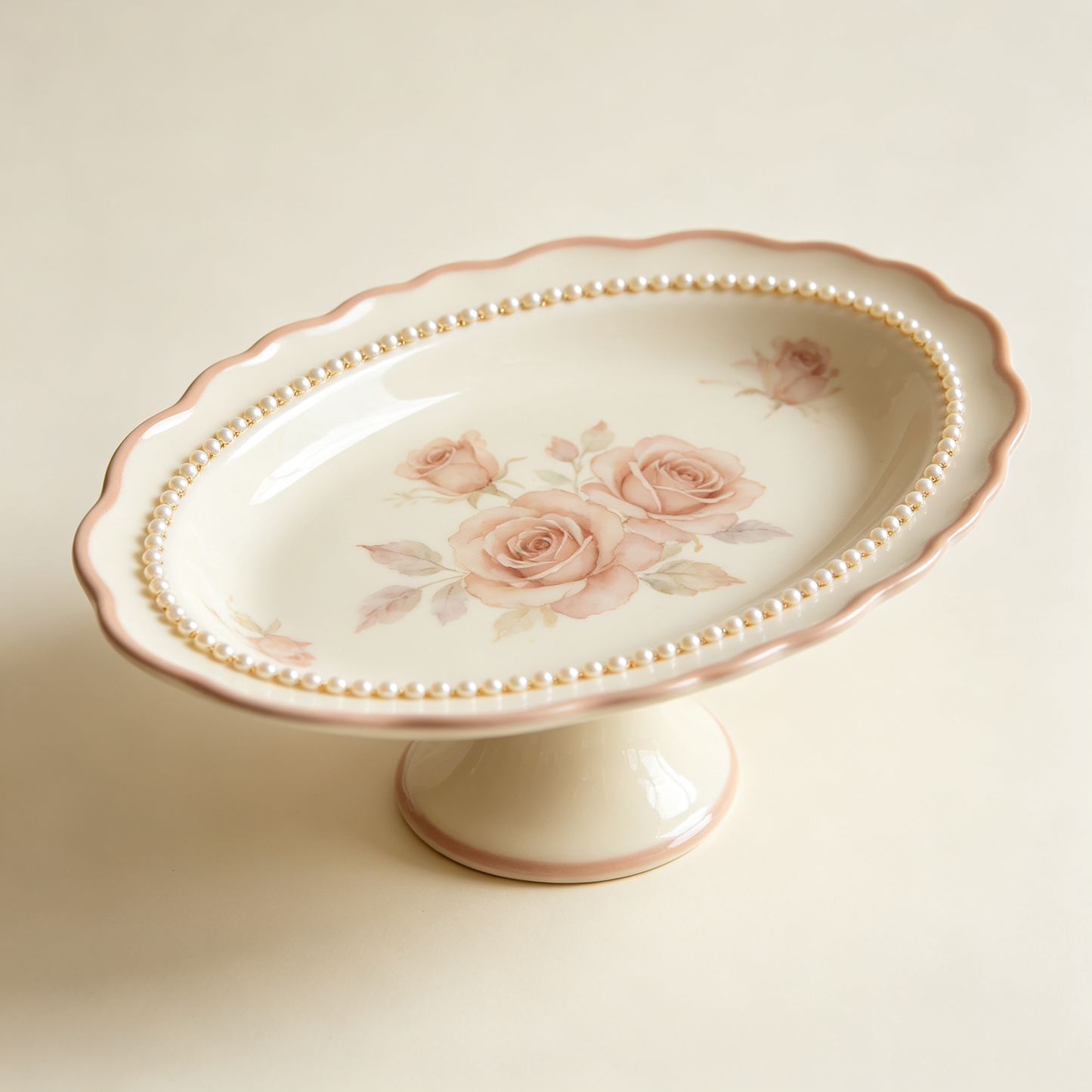 Pearl Rose Pedestal Jewelry Tray