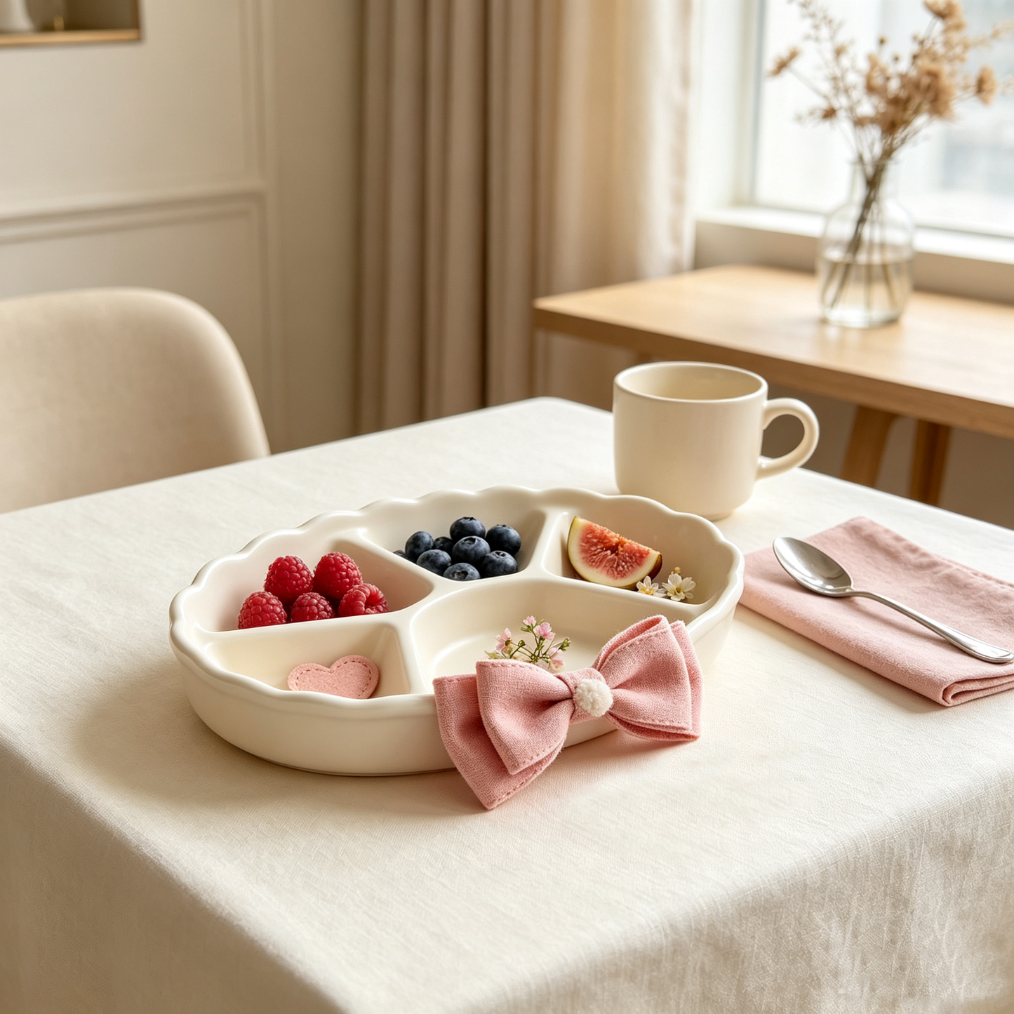 Pink Bow Five Compartment Tray